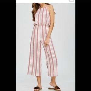 Emory Park Striped Halter Tie Neck Romper